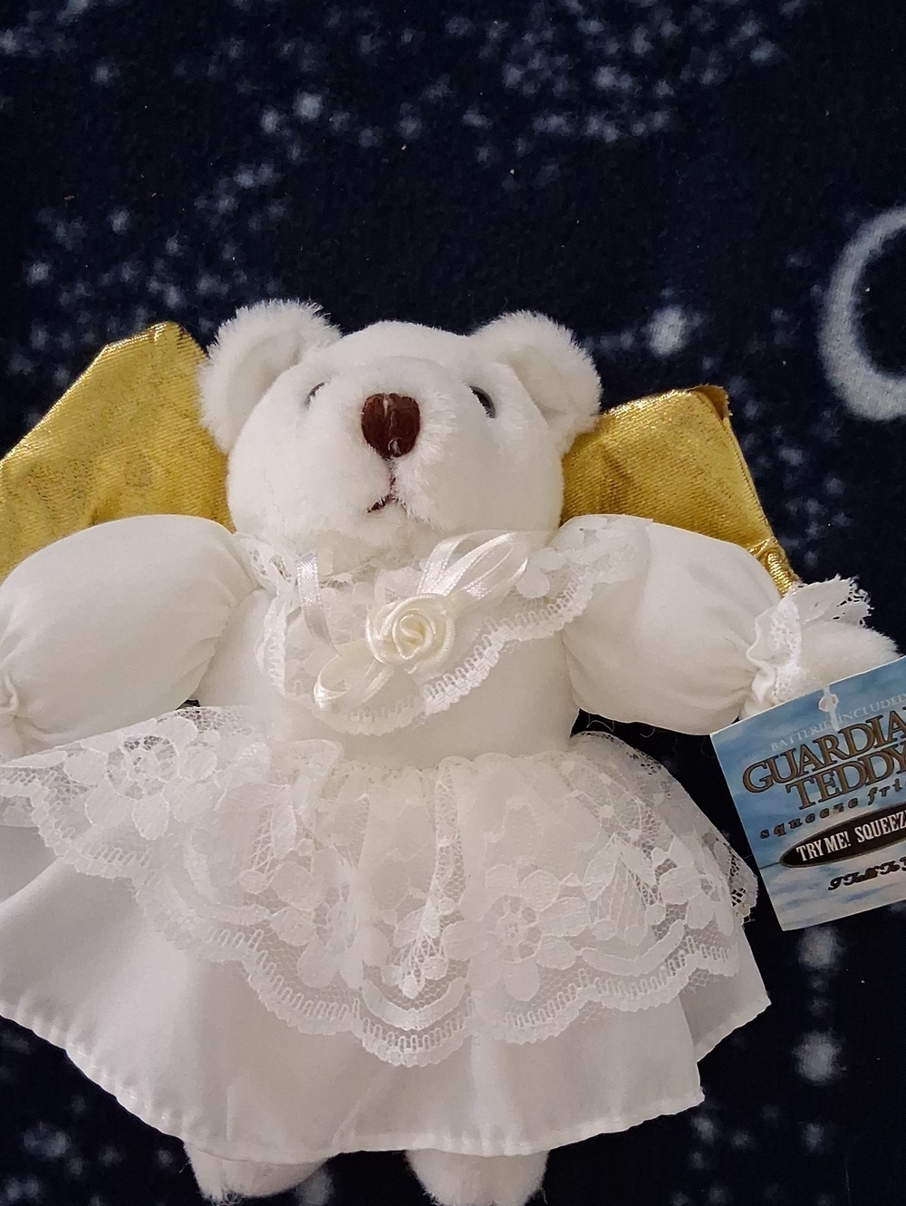 Talking Guardian Angel Bear with Gold Wings,ganz